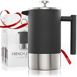 Origeens CAFETIERE A Piston 1L Graduée | Cafetière à Piston Isotherme | French Press Acier INOX Double Parois | Ecologique & Conforme CE