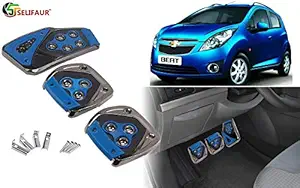 Selifaur - 3 Pcs Blue Non-Slip Manual Car Pedals kit Pad Covers Set for Beat Type-1