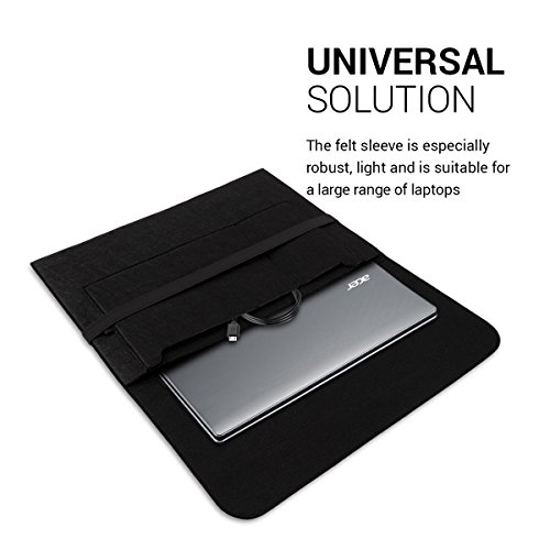kwmobile Laptoptasche Filz Sleeve f  r 17  17 3 Laptop Notebook Ultrabook - Notebook Tasche Schutzh  lle Laptop Case H  lle in Schwarz mit Innentasche