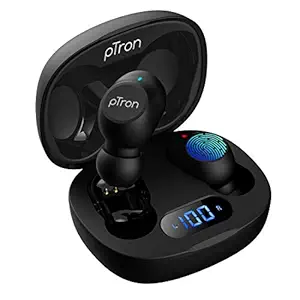 pTron Bassbuds Pro (New) in-Ear True Wireless Bluetooth 5.1 Headphones with Deep Bass, Low Latency Gaming TWS Earbuds, Touch Control, IPX4 Water/Sweat Resistance & Earphones with Built-in Mic (Black)