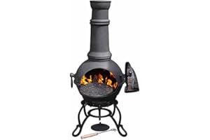 Gardeco Toledo Cast Iron Chimney, Black, 41.5 x 41.5 x 115 cm