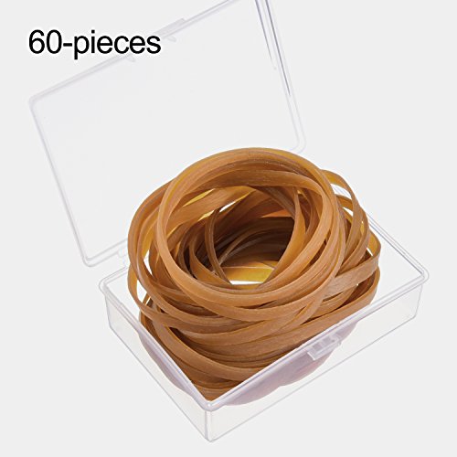 60 Piezas Bandas de Goma 100 mm por 5 mm con Caja de Almacenaje para Materiales de Oficina Hogar Escuela  Amarillo Oscuro