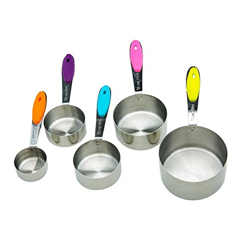 Idvor Messbecher und Löffel 10 Stück Stapelbarer Edelstahl-Set mit Silikon-Griff zur Messung von trockenen und flüssigen Zutaten für Küchenhandwerk Kochen Backen (gemischt) - 8