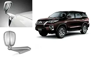 Auto Pearl Front Fender Wide Angle Mirror Bonnet Mirror for Fortuner 2017 (Small, Silver)