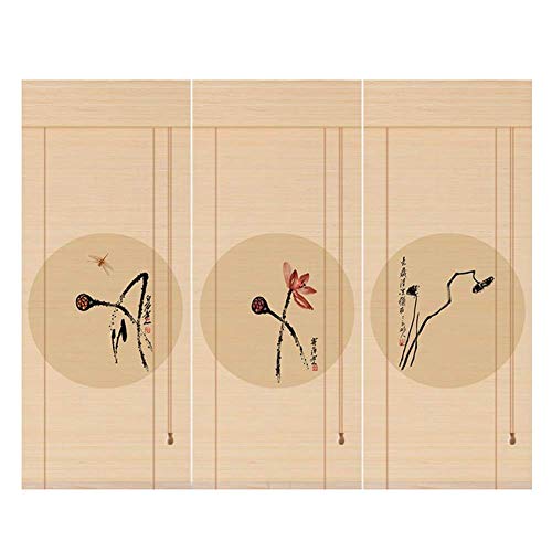 WZB Bambus-Vorhang Rollo Retro Drucken Vorhang Sonnencreme Trennwand Atmungsaktiv Multifunktion - Restaurant (Color : A, Size : 180x200cm)