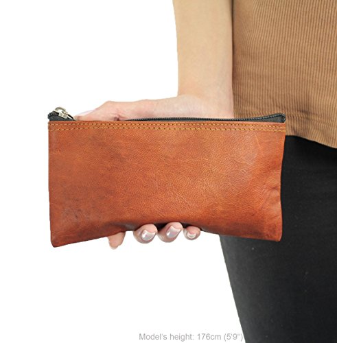 Gusti Leder nature “Lucy“ Schminktasche Kosmetiktasche Kulturtasche Geldbörse Geldtasche Dokumentenmäppchen Kosmetik Tasche Utensilientasche Reisebeutel Ziegenleder Vintage Braun A137b - 2