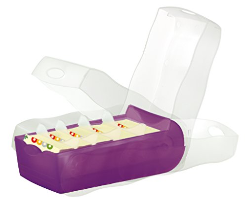 Han Croco 998-673 - Fichero para tarjetas de aprendizaje  tama  o A8  capacidad para 500 tarjetas  con 5 separadores de apoyo   color morado y transl  cido