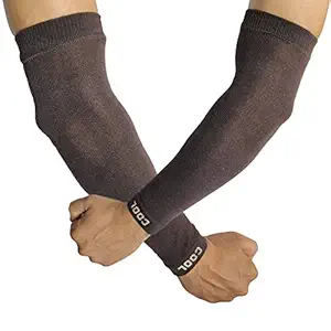 Cotson Men and Women's Sports Arm Sleeves (Brown, Free Size) -Pack of 1 Pair