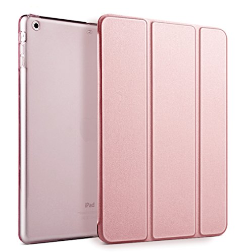 iPad Mini 4 Hülle Auto aufwachen / Schlaf Funktion Ledertasche Leichtgewicht Anti-Kratzer Schutzhülle mit durchschaubar Rückseite Abdeckung für iPad mini 4 (Rose Gold)