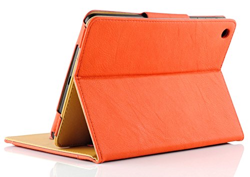 iPad Mini Hülle – JAMMYLIZARD Ledertasche Smart Cover mit Standfunktion für iPad Mini 4. 3. 2. & 1. Generation, ORANGE & HONIG - 3