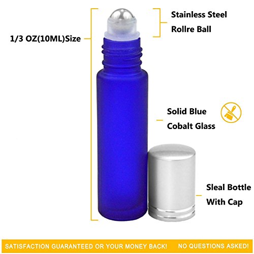 Glass Roller Flaschen für Öle Aromatherapie XPASSION 10ml (1/3 Unze) Aromatherapie Rolle auf Flaschen mit Perfect Edelstahl Roller Ball 6 Stück - 4