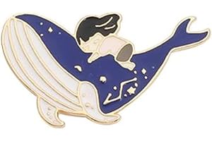 CHICHENGNIAN Spilla con smalto animale carino racconta una storia di balena e ragazza spille spilla spille in metallo smaltato spille giacche jeans gioielli moda