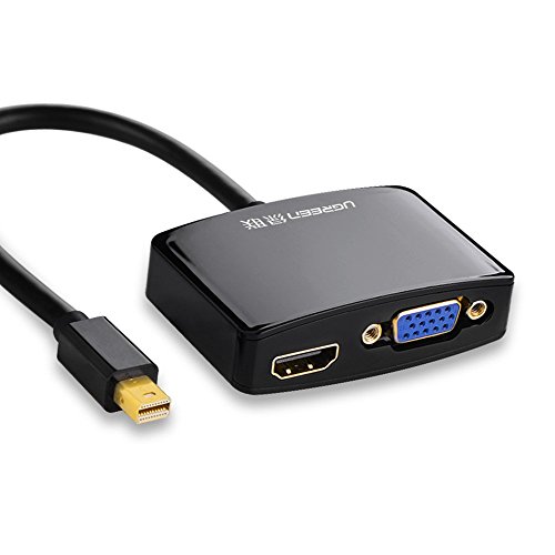 UGREEN Mini Displayport auf hdmi Adapter Thunderbolt auf Vga 2 in 1 HDTV Konverter 1080P für Apple Mac Book, MacBook Pro, MacBook Air, Mac Mini und iMac,Microsoft Surface Pro/ Pro 2/ Pro 3, Thinkpad X1/ Carbon/ Touch/ Helix Schwarz
