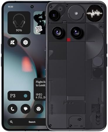 Nothing Phone (3) – Smartphone con tripla fotocamera posteriore da 50 MP, batteria al silicio-carbonio a lunga durata 24 ore, display AMOLED 6,67" 120Hz, Glyph Matrix, 16GB + 512GB – Nero