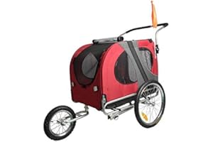 BC BABY COCHES Remolque de bicicleta para mascotas ( perros medianos - grandes). Remolques con rueda delantera Jogger 12”. Barra de remolque + Pieza de enganche. Remolque de perros de GRAN CAPACIDAD. Reflectores + rejillas de ventilación.