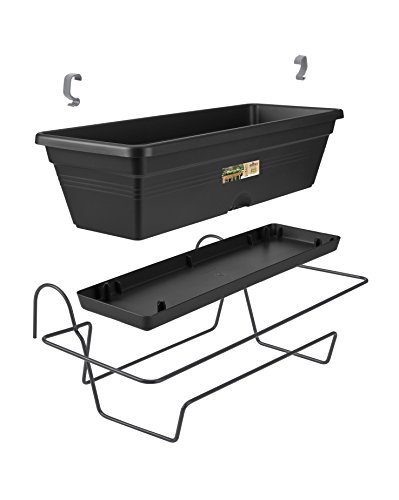 elho Green Basics Balkonkasten All-in-One Geländertopf 50cm – Lebhaft Schwarz - 6