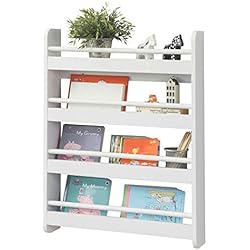 SoBuy® KMB08-K-W Bibliothèque Murale Étagère à Livres Enfants Étagère de Rangement avec 4 Étages - Blanc