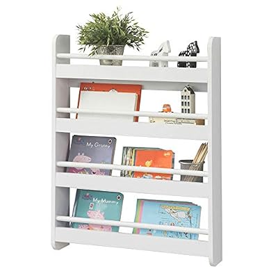 SoBuy® KMB08-K-W Bibliothèque Murale Étagère à Livres Enfants Étagère de Rangement avec 4 Étages - Blanc