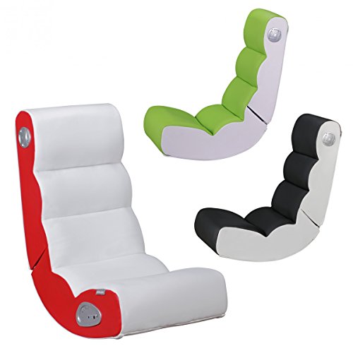 Preisvergleich Produktbild WOHNLING ® Soundchair WOBBLE in Weiß Rot / Musiksessel mit eingebauten Lautsprechern / Multimediasessel für Gamer / Musiksessel 2.1 Soundsystem - Subwoofer / Music Gaming Rocker Racing Chair