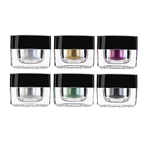 RUIMIO Glitzer Lidschatte inkl 2 Kleber 6 Farben Schminkset Glitzer Puder Setund mit Lidschattenpinsel - 4