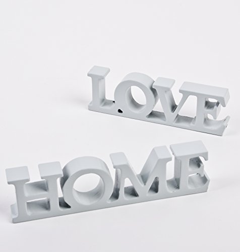 Schriftzug 2er Set Home Love Kunststoff 5x20x2cm grau Dekoration
