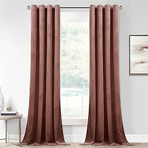 StangH Velvet Curtains 84 inches Long, Wild Rose Pink Room Darkening Blackout Curtains for Bedroom, Nursery Girls Room Decoration Grommet Thermal Window Drapes, W52 x L84, 2 Panels