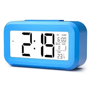 AVYAYA | Digital Smart Backlight Battery Operated Alarm Table Clock with Automatic Sensor (A-Blue)