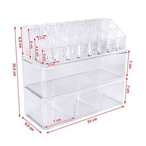 Songmics 3 in 1 Acryl Kosmetik aufbewahrung 2 Ablagebox großes mit 1 Deckel JKA003 - 6
