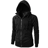 DNOQN Herren Herbstjacke Lange Winterjacke Mode Herren Herbst Winter Langarm Sport Reißverschluss Hoodie Pullover Bluse Tops