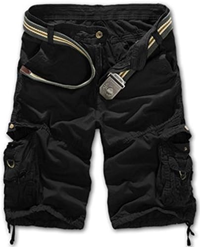 Mochoose Men's Summer Casual Camouflage Cotton Twill Cargo Shorts Multi Pockets Outdoor Wear Pants(Black,30)