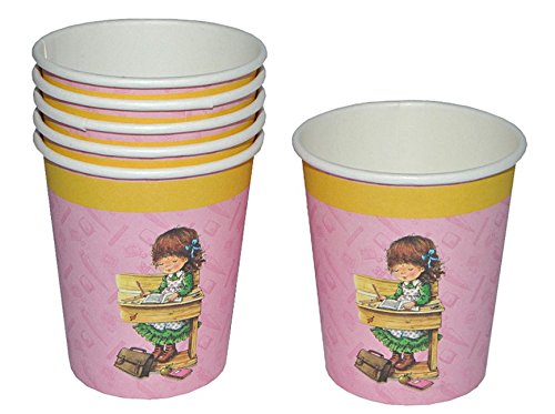 6 Stk. Pappbecher - Mädchen Schulanfang Party Schuleinführung Schule Kinderparty Becher rosa Plastikbecher