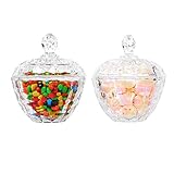 🎯 [Bomboneras de Cristal] Hecho a mano de vidrio transparente brillante sin plomo de calidad, este magnífico plato de dulces con tapa atrapa y refleja la luz para un efecto sorprendente, perfecto para entretener a amigos y familiares.