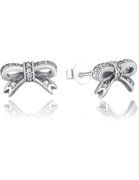 bamoer 925Sterling Silber Darling Daisy Ohrstecker mit Emaille weiß glänzend cz