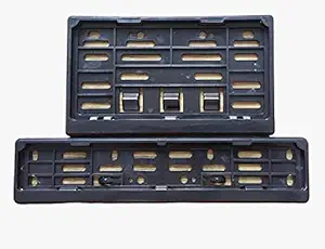 Bike Number Plate Frame/Cover Set of Two (Front and Back) (Black) Compatible with Heat