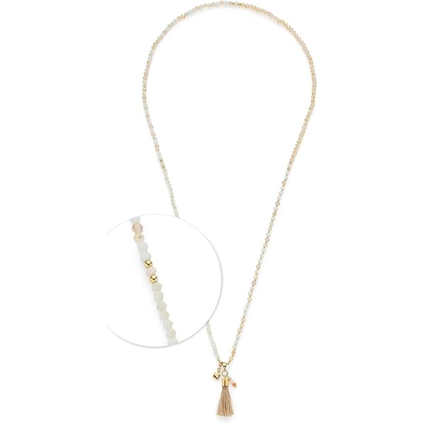 JEWELS BY LEONARDO halsketting Donna • lange eindeloze ketting van goudkleurig roestvrij staal • glaskralen in zachte Turkistinten • hanger met kwastjes • 80 cm lengte • sieraad cadeau voor vrouwen