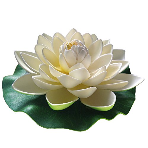 Künstlicher Lotus - E-Emmix Schwimmende Blume des künstlichen Schaums Lotus Weiß für Haus und Party Dekoration 7 "Set von 4
