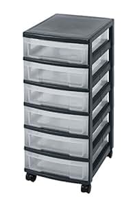 Schubladen, Schubladen mit 6 Schubladen, Kunststoff Schubladen schwarz