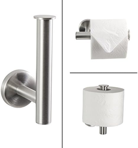 Firenze Bathroom Range Toilet Roll Holder, Wall Mounted Spare Toilet Roll Holder 2-In-1 Sturdy Stainless Steel Matt + Screws | also suitable for gluing – Sold Separately
