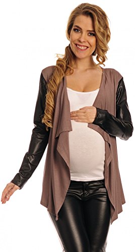 Happy Mama Women's Maternity Waterfall Cardigan Shrug Jacket Blazer Wetlook 098p (Cappuccino, 12/14)