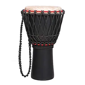 Star Musical and Handicraft Djembe 10 Inch Musical Instrument African Djembe Percussion Hand Drums Tribal Dholki African Free Style Rope Tuned Djembe - 10 X 20 Inches (Black)