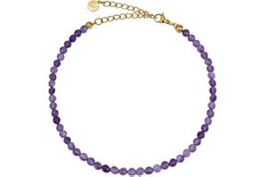 GD GOOD.designs EST. 2015 Cavigliere da donna con perle di giada 4 mm - Impermeabile - Cavigliera in pietra naturale colorata con chiusura regolabile in oro 18 carati