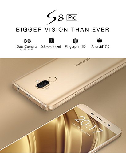 Ulefone S8 Pro - 5,3 pulgadas Pantalla HD 0.5mm Bezel Android 7.0 4G smartphone, cámara triple (5MP + 5MP + 13MP), Quad Core 2GB RAM + 16GB ROM, GPS, marco de metal - Oro