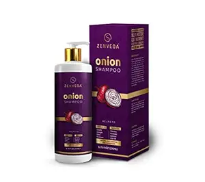 Zenveda Red Onion Natural Shampoo enhances strength enriched with Aloevera Green Tea Extract, Shikakai, Honey suckle and essential oils (200 ml)