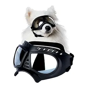 SLDPET Dog Glasses for Large Breed Dog Goggles Dog UV Sunglasses Windproof Snowproof for Long Snout Dogs Mask with Soft Frame Adjustable Straps Black for Large/Medium Dogs (Black)
