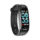 DJym Fitness Tracker Activity Sports Watch mit Pedometer Heart Rate Monitor IP67 Waterproof Call SMS SNS Remind für Männer Frauen kompatibel mit Android IOS,Black