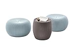 Keter Knit Indoor/Outdoor Ottoman Seat and Table Set - Misty Blue and Dune (Garden &amp; Outdoors)