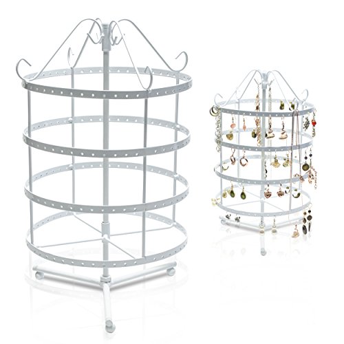 VENKON – Design Schmuckständer Drehbarer Schmuck Organizer Ohrringhalter Kettenhalter – weiß – 35 x 23 cm - 2