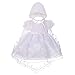Dressy Daisy Baby Girls' Beaded Scalloped Embroideries Baptism Christening Gown Dress With Cape And Bonnet Infant Size 6-12 Months White