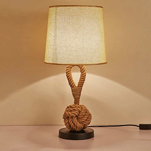 Preisvergleich Produktbild Lithx Nostalgische manuelle Hanf Seil Tischlampe Cafe Restaurant Bar Retro Tischleuchte Schlafzimmer Nachttisch Schreibtisch Lampe Universität Dormitory Galerie Internet Cafes Tischlampe (Breite 28cm * Höhe 58cm)