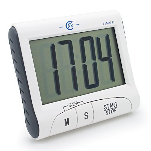JCC Neue Version! Großes Display Elektronischer Digital-Countdown und Lauter Alarm Küchen Timer / Sport Stoppuhr mit Taktgeber-Funktion (Stander, Magnet und Befestigungsclip)